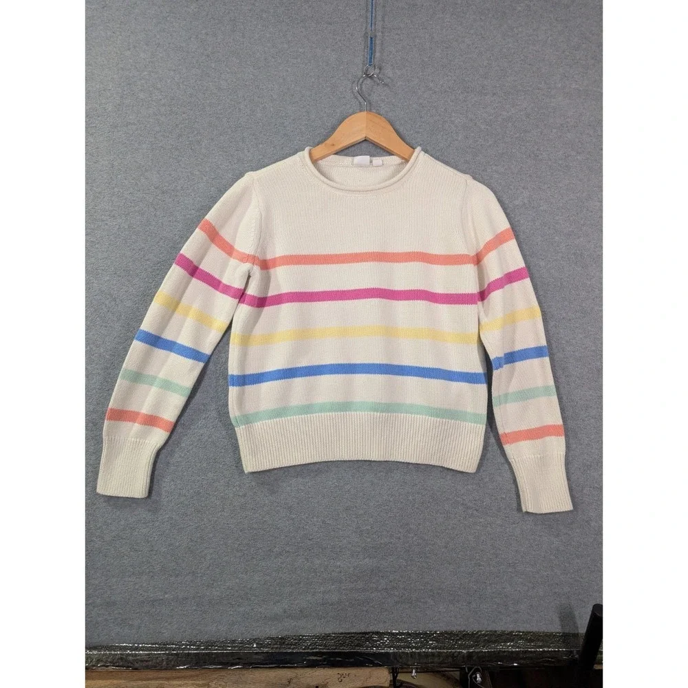 GAP Kids Sweater XXL 14/16 Pastel Stripe Cotton Knit Preppy Kidcore Rainbow